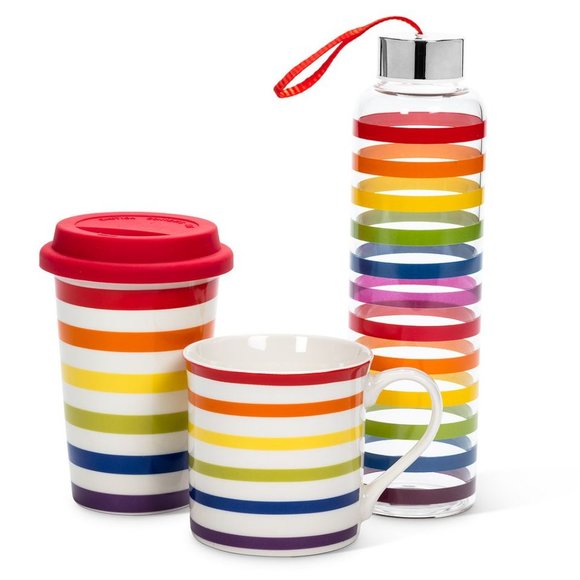 (Set of x2) Rainbow Colour Stripe Mugs - Picture 3 of 4